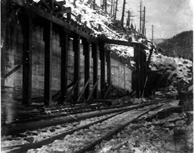 Construction of snow shed at Windy Pt.